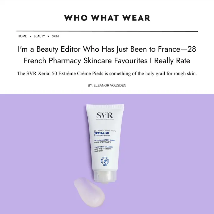 SVR ad styled as a Who What Wear beauty editor article
